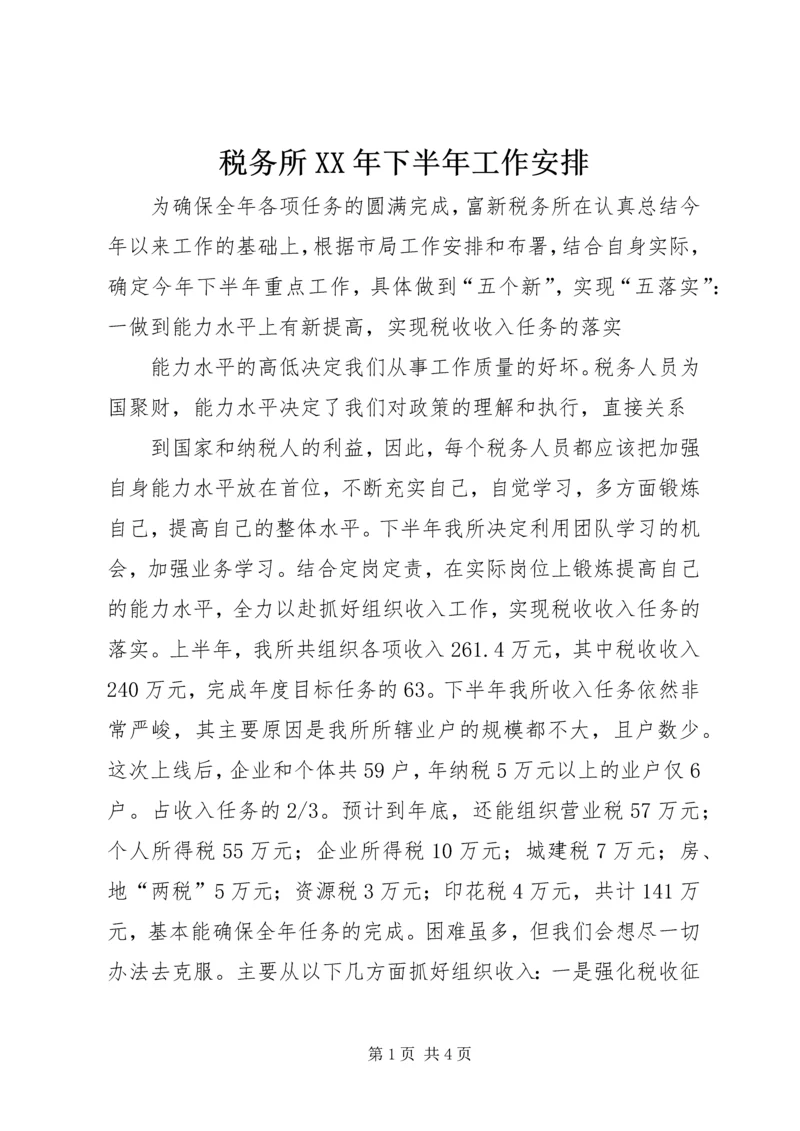 税务所XX年下半年工作安排 (2).docx