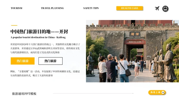 橙白简约商务旅游通用PPT模板