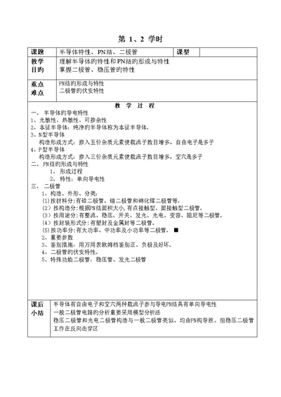 中等职业学校电子重点技术基础教案