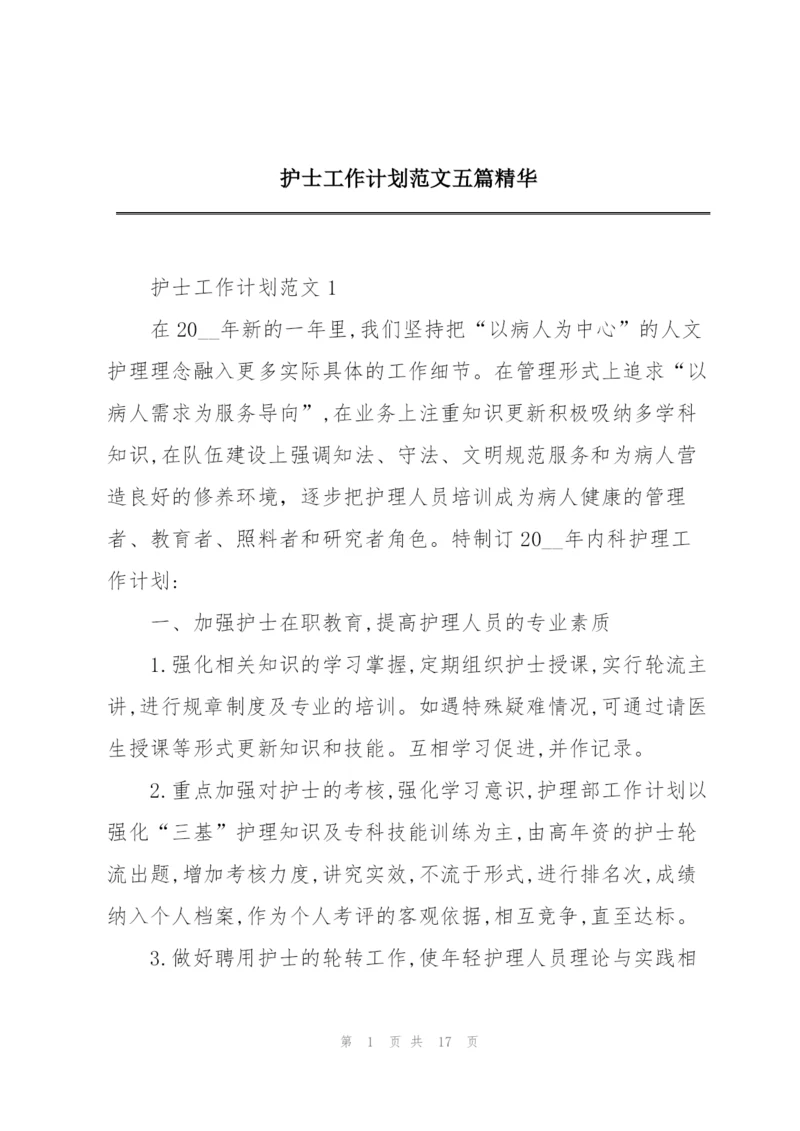 护士工作计划范文五篇精华.docx
