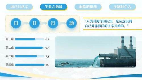 蓝色系简约风世界海洋日PPT模版