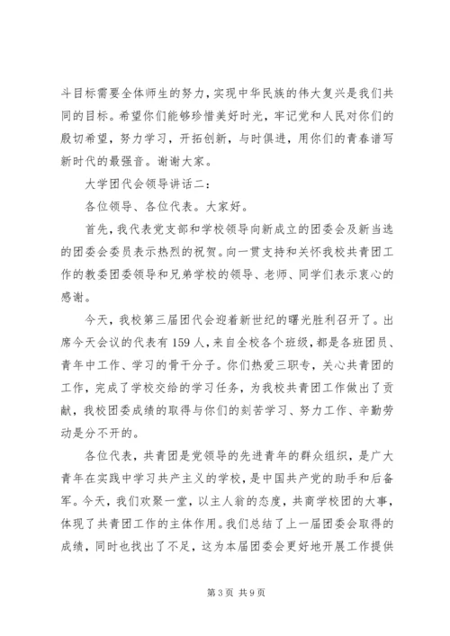大学团代会领导讲话.docx