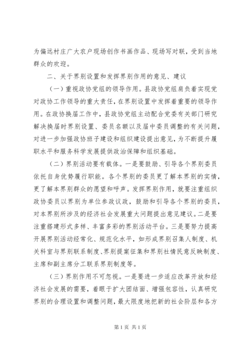 政协发挥界别作用及界别设置的意见建议的调研报告.docx