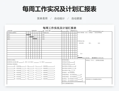 每周工作实况及计划汇报表