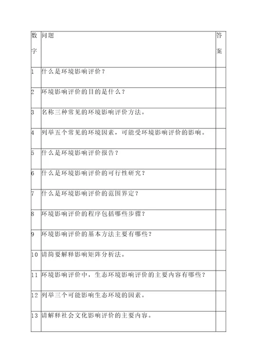 环境影响评价有没有计算题