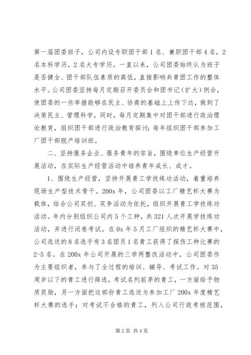 公司申报市五四红旗团委推荐材料.docx