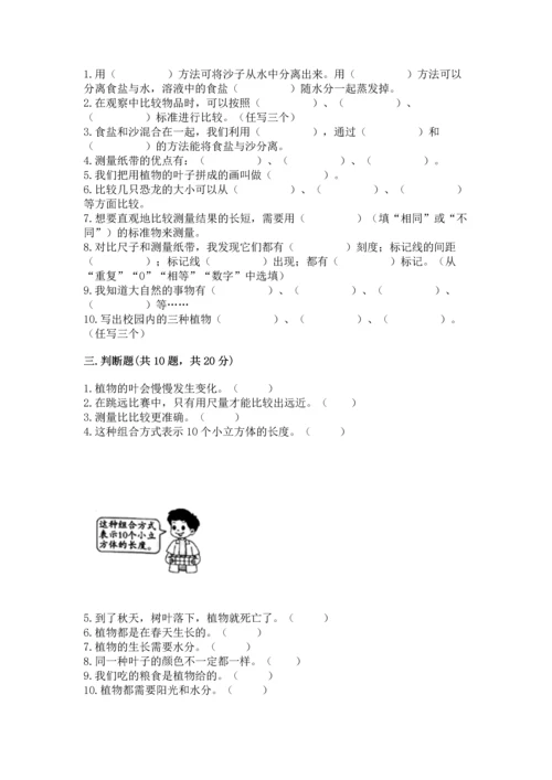 教科版科学一年级上册期末测试卷【名师推荐】.docx