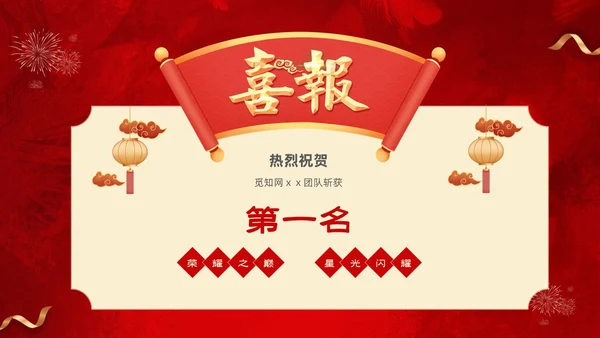 红色喜庆简约企业销售喜报战报捷报PPT