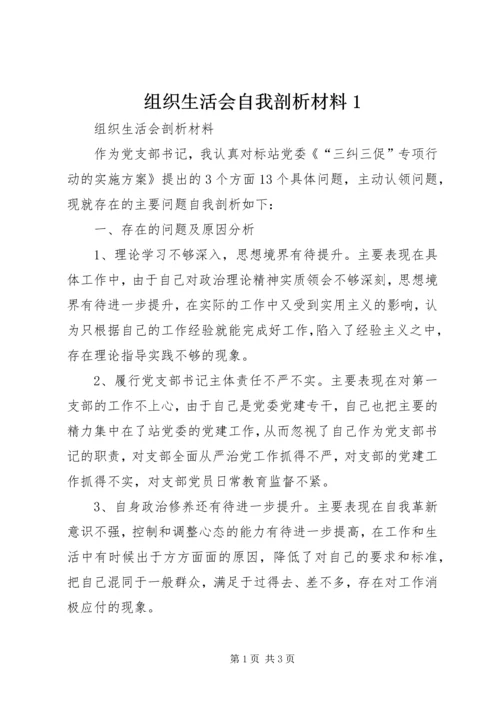 组织生活会自我剖析材料1.docx