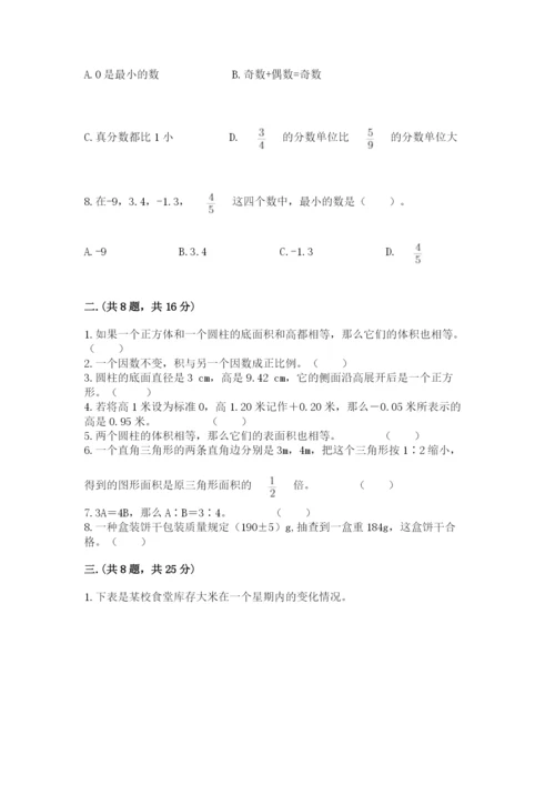 人教版六年级数学下学期期末测试题精品（名校卷）.docx