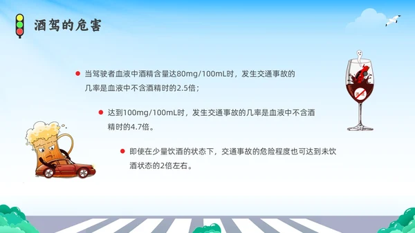 彩色水彩简约插画拒绝酒驾安全宣传教育PPT