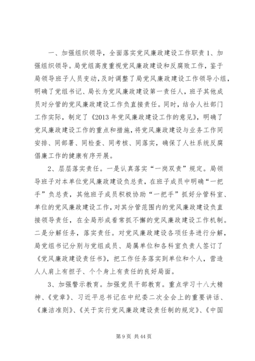 人力资源社会保障局述职述德述廉报告.docx