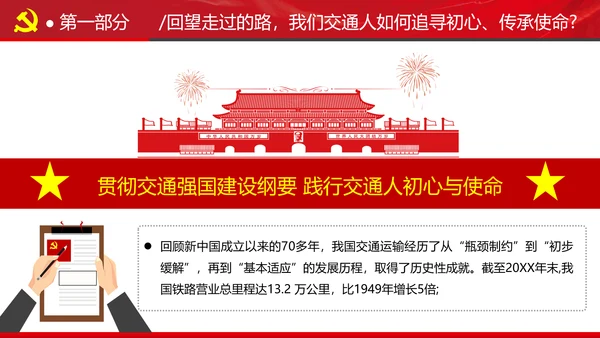 贯彻交通强国建设纲要践行交通人初心与使命交通专题党课PPT