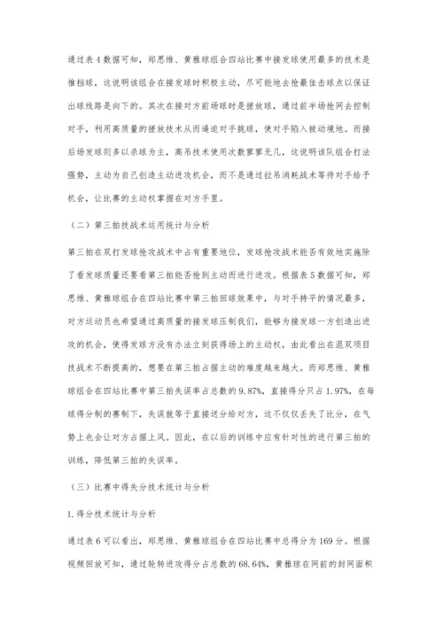 中国羽毛球混双运动员技战术运用分析-以郑思维、黄雅琼为例.docx