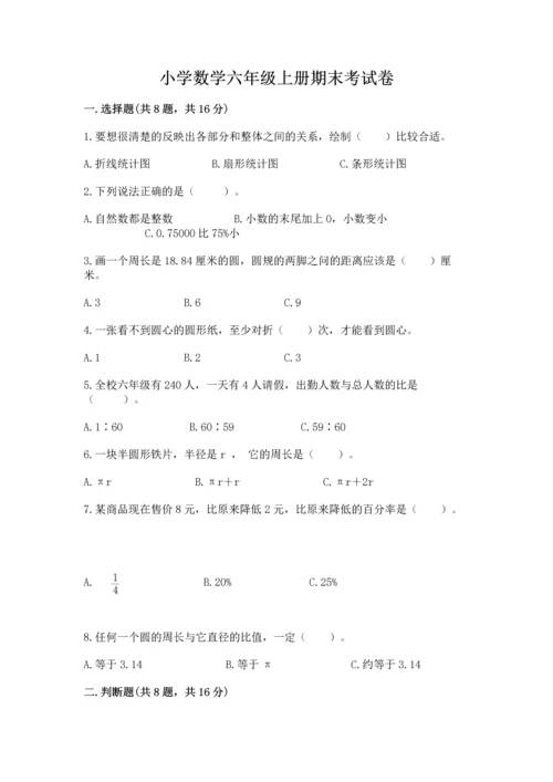 小学数学六年级上册期末考试卷带答案（轻巧夺冠）.docx