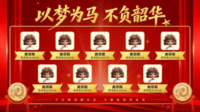 红金色中国风以梦为马不负韶华高考喜报PPT单页