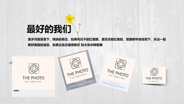 唯美怀旧木纹风格致青春毕业纪念册动态PPT模板