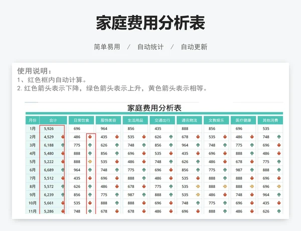 家庭费用分析表