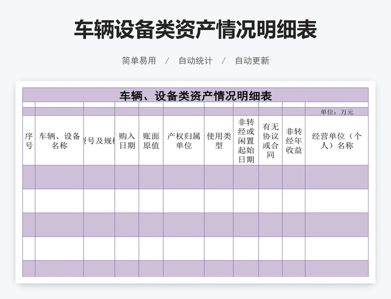 车辆设备类资产情况明细表