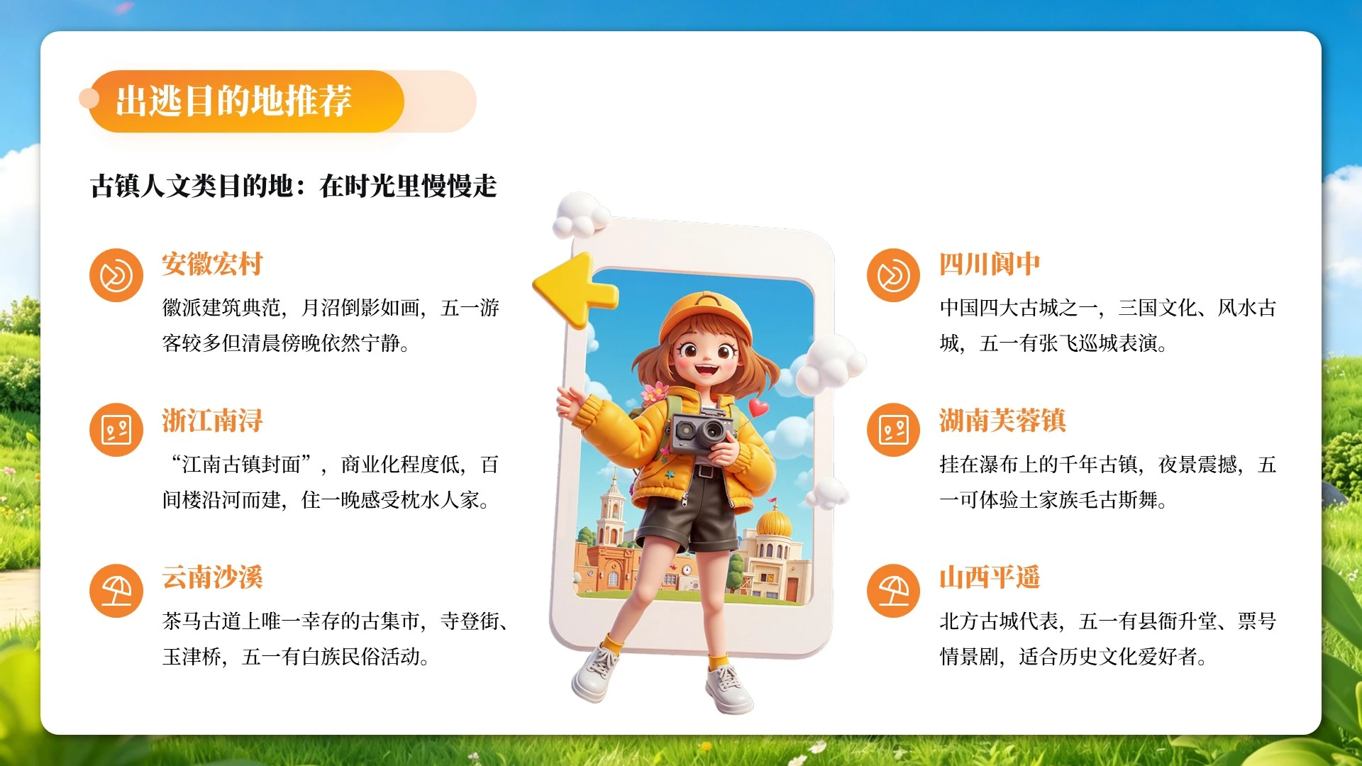 绿色3D风五一欢乐出游PPT单页