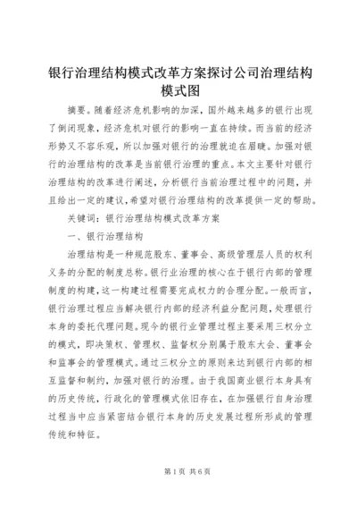 银行治理结构模式改革方案探讨公司治理结构模式图.docx