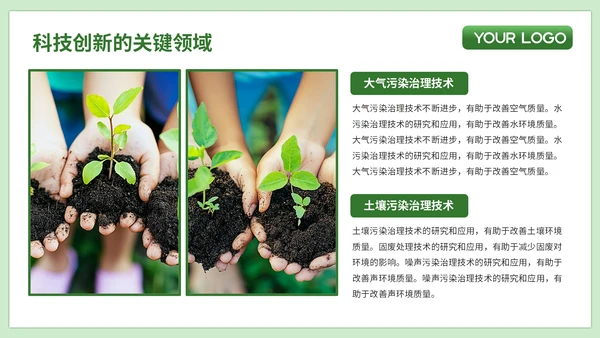 绿色简约风企业介绍PPT模板_环保科技创新与市场推广策略简介PPT模板