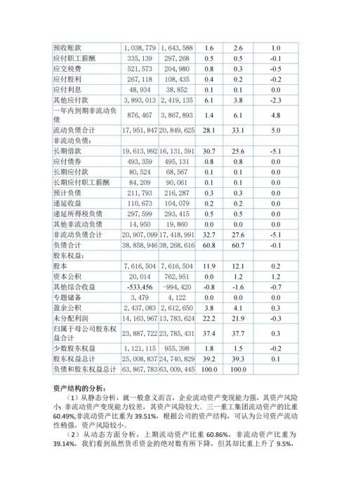三一重工集团2014年财务报表分析报告.docx