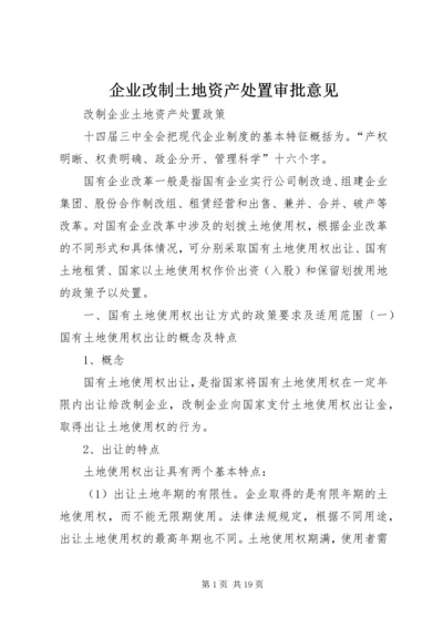 企业改制土地资产处置审批意见 (2).docx