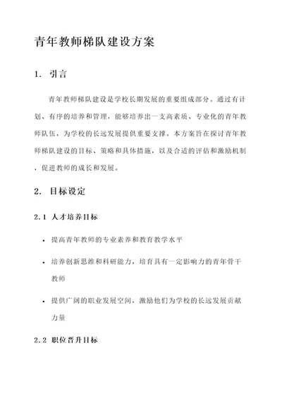 青年教师的梯队建设方案