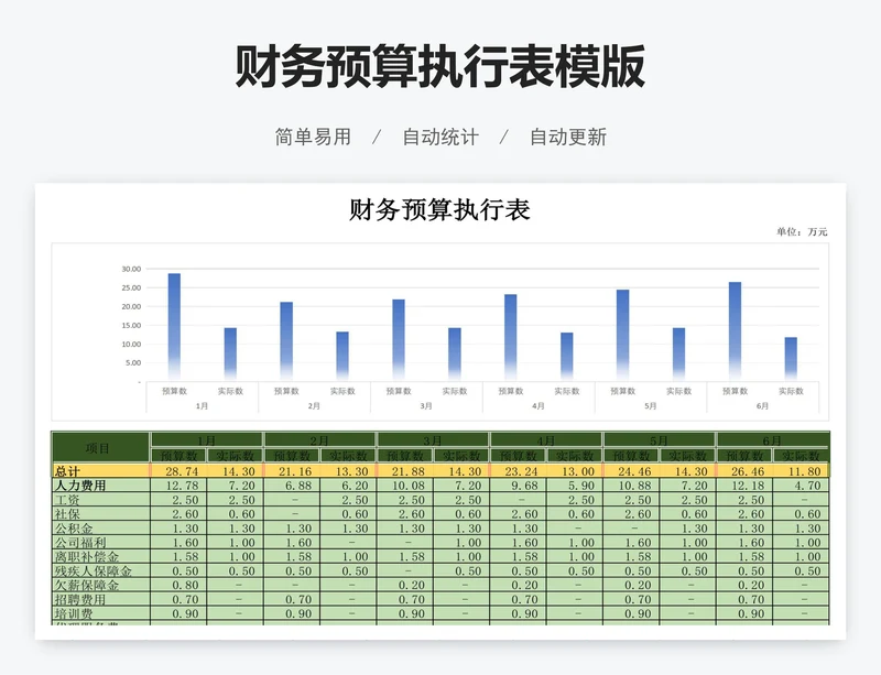 财务预算执行表模版