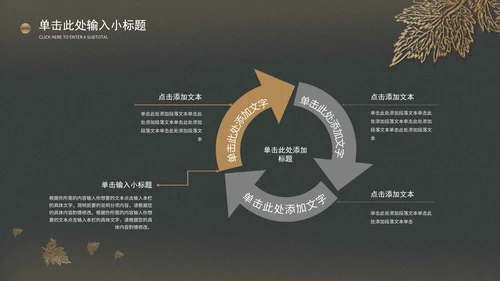 暗色树叶工作总结PPT模板