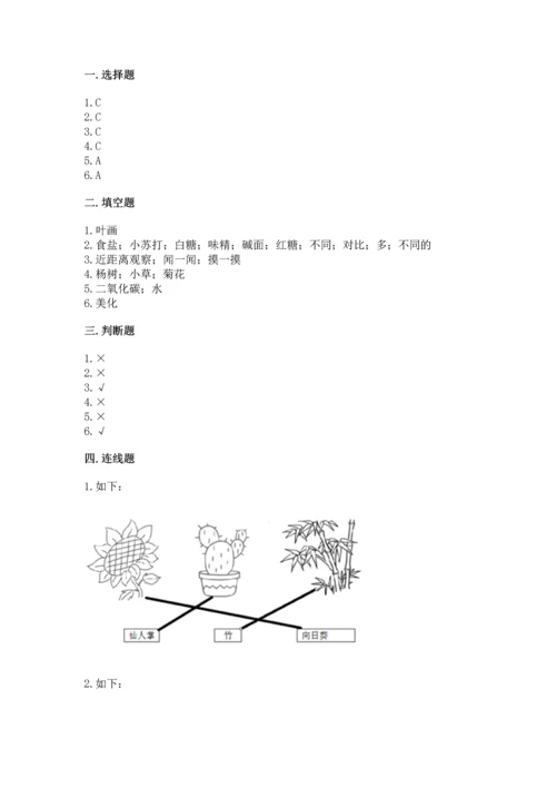 教科版科学一年级上册第一单元《植物》测试卷（实验班）.docx