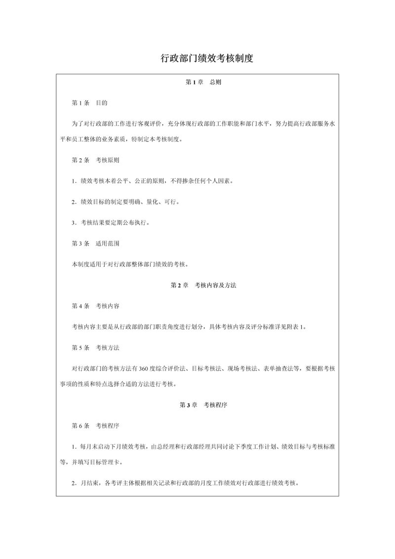 行政部门绩效考核制度.docx