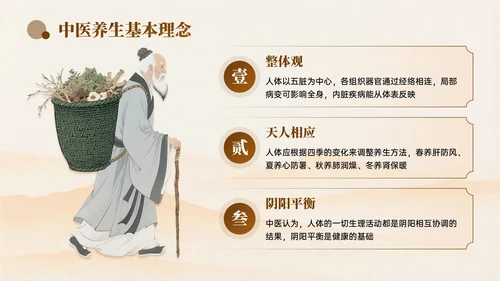 棕色中国风立秋中医养生PPT模板