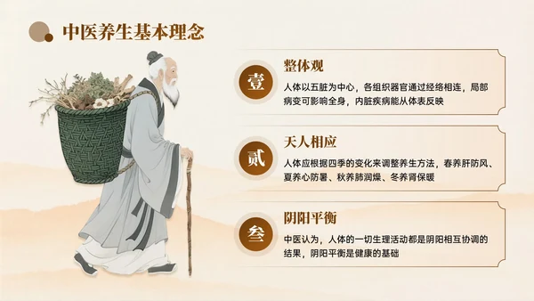 棕色中国风立秋中医养生PPT模板
