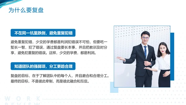 蓝色简约工作复盘工作总结PPT模板宣传PPT动态PPT