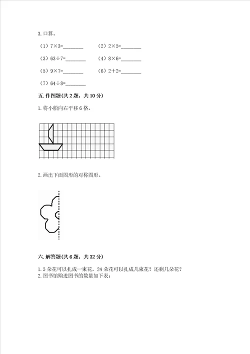 小学二年级下册数学期末复习题及答案【易错题】