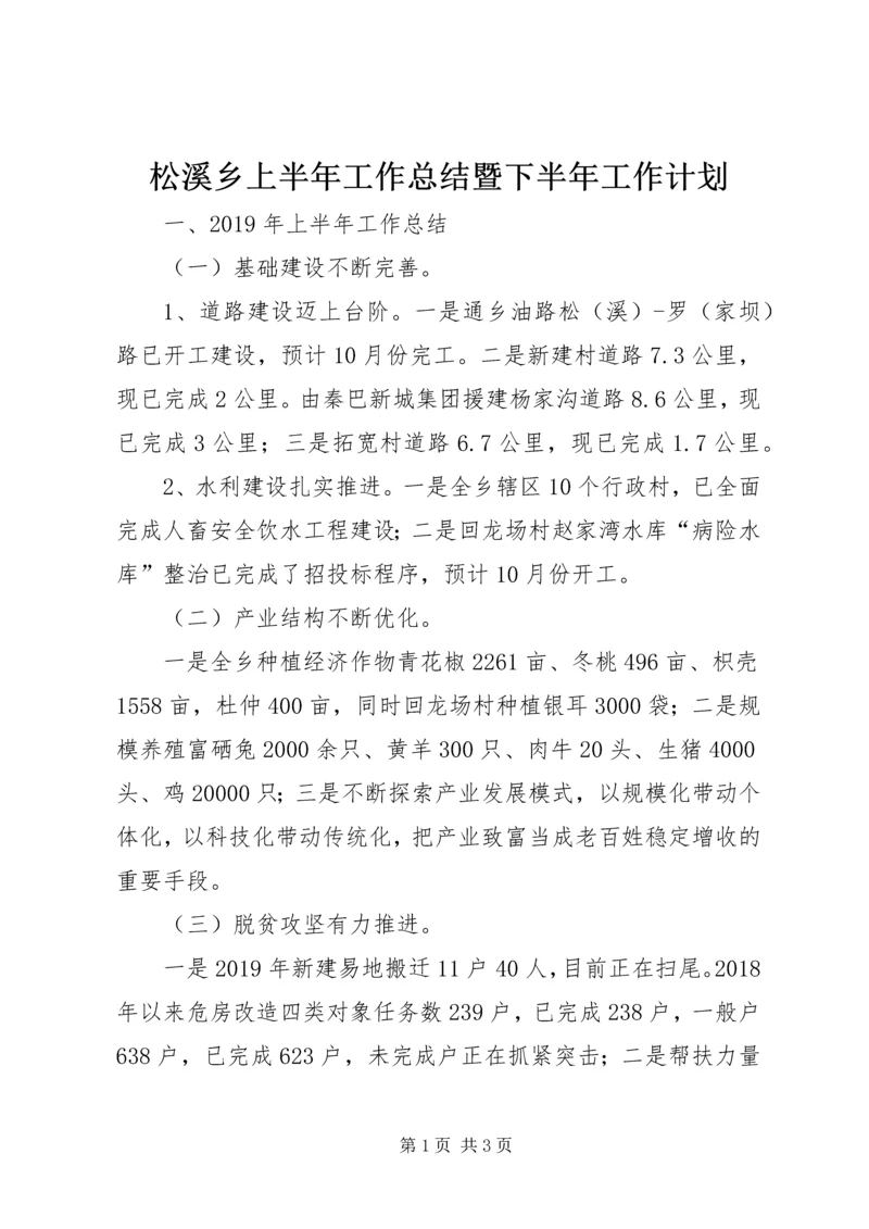 松溪乡上半年工作总结暨下半年工作计划.docx