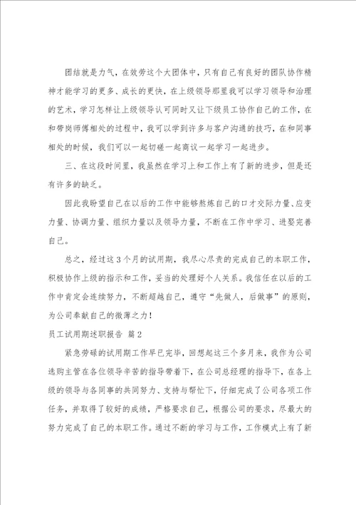 员工试用期述职报告三篇