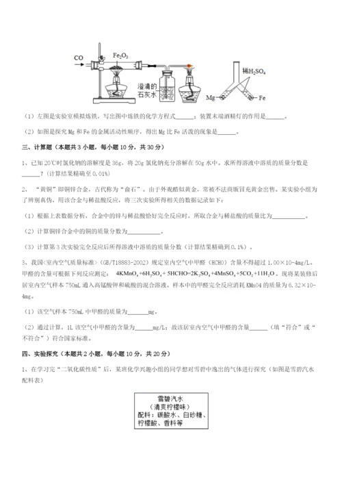 2023-2024学年重庆市实验中学化学九年级下册期中专题测试.docx