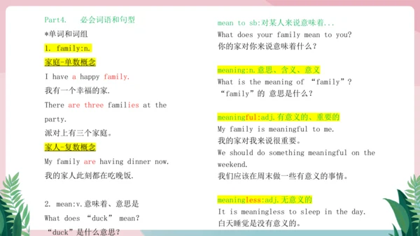 Unit 2 We're Family!单元知识复习课件【2024年人教版七年级英语上册】
