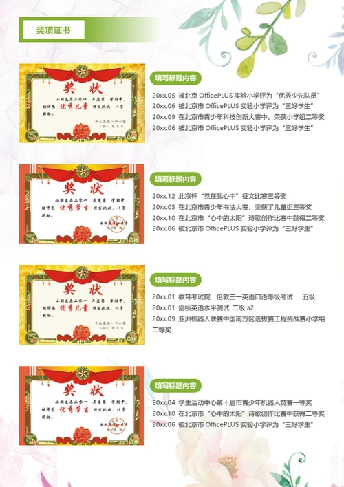 幼升小亲子活动简历模板