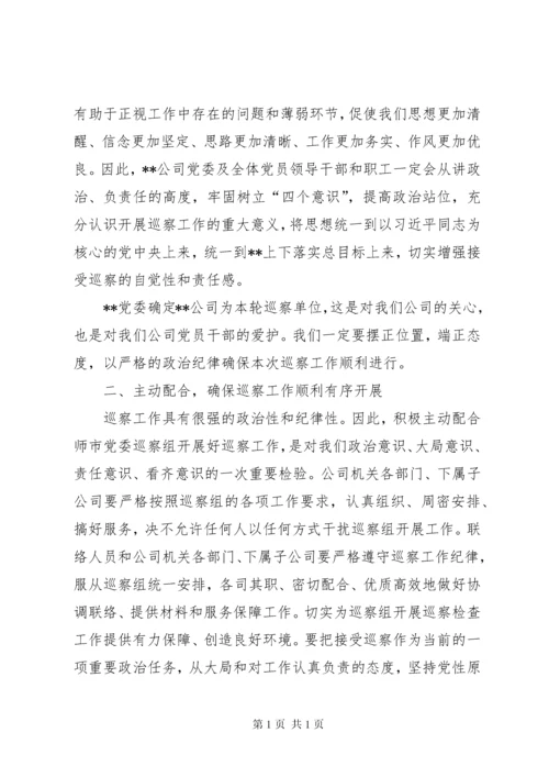 在巡察公司党委动员大会上的表态发言.docx