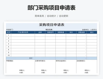 部门采购项目申请表