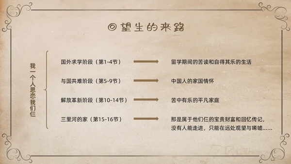 棕色复古名著导读读书分享好书推荐我们仨PPT模板宣传PPT动