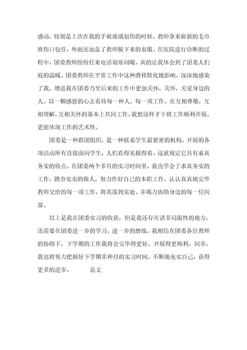 在学校团委实习的汇报