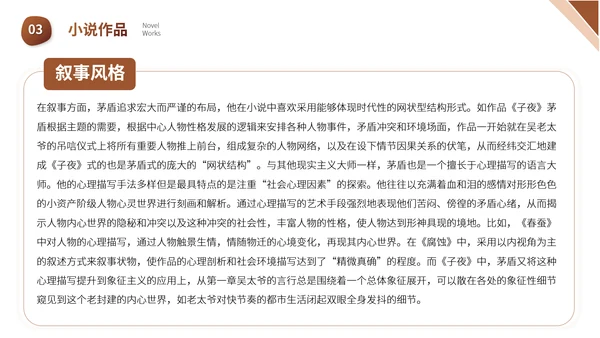 茅盾文学小说作家名人人物介绍PPT模板
