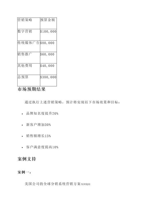 全球分销系统营销方案