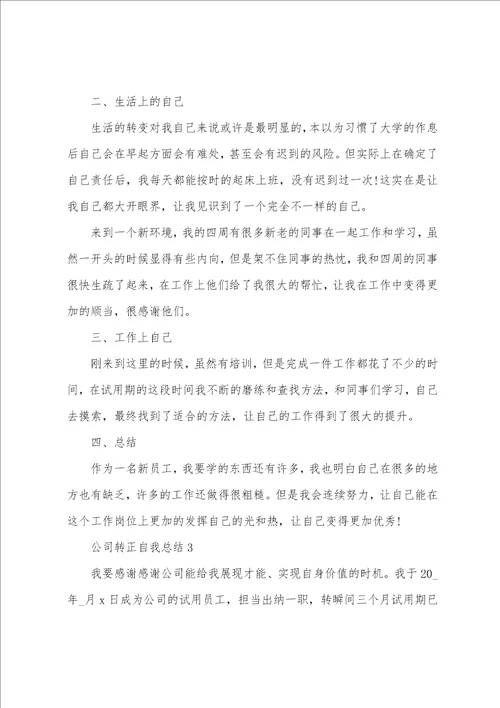 公司转正自我总结5篇