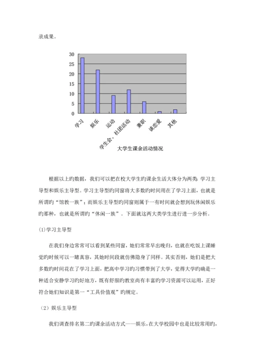 大学生课余生活时间安排情况调查汇总报告.docx